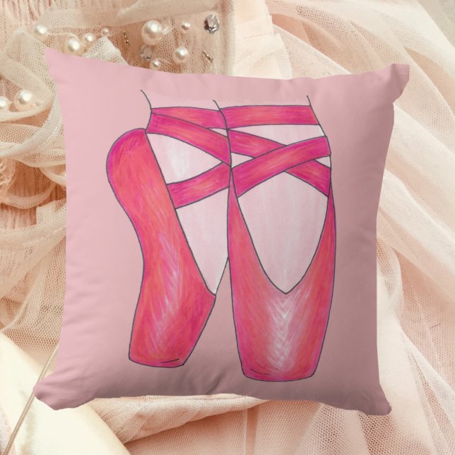 Pink Ballet Toe Pointe Shoe Ballerina Dance Dancer Cushion (Ballet Shoes Pillow)