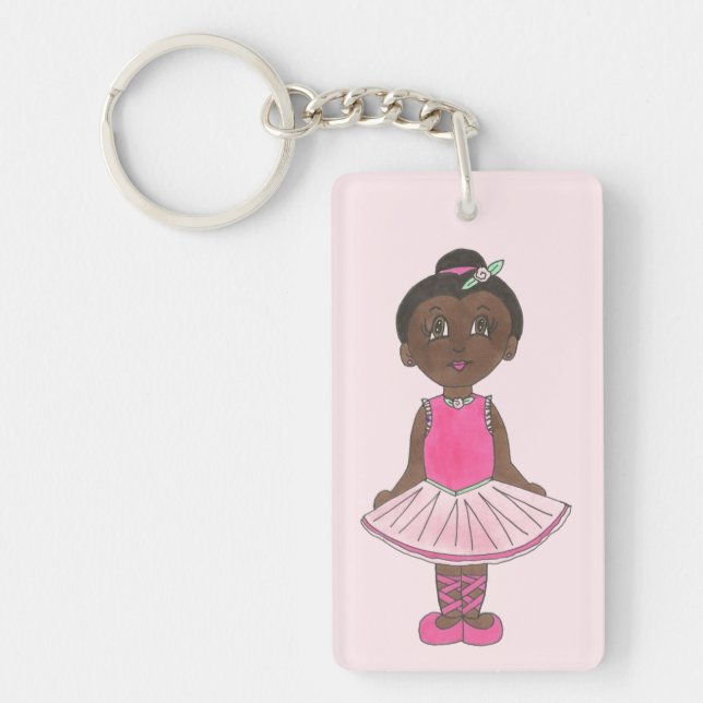 Pink Ballet Tutu Dance Recital Costume Ballerina Key Ring (Front)