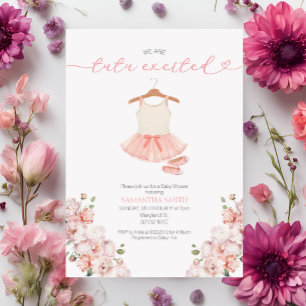 Pink Ballet Tutu Excited Baby Shower invitation