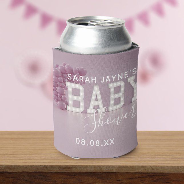 Pink Balloon Arch Baby Shower Favour Can Cooler (If you need favors for your pink baby shower, just add your name and thank you message to this one)