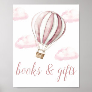 Pink Balloon Baby Shower Books And Gifts Sign