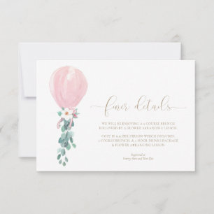 Pink Balloon Baby Shower Finer Details Cards