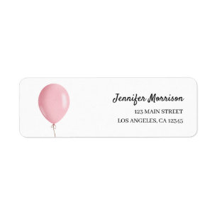 Pink Balloon Baby Shower Girl Return Address  Label