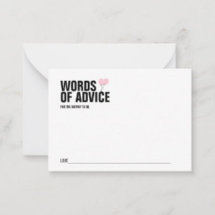 Pink Balloon Baby Shower Mummy Advice Card