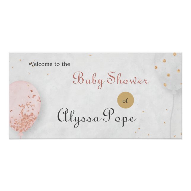 Pink Balloon Baby Shower Poster (Front)