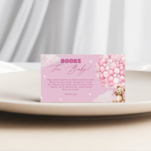Pink Balloon Bear Books For Baby Girl Baby Shower Enclosure Card