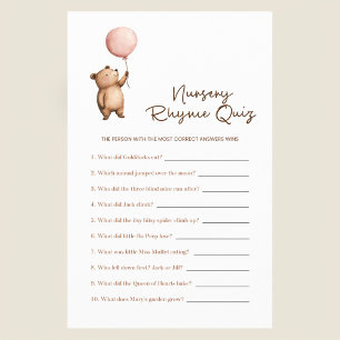 Pink Balloon Bear Nursery Rhyme Quiz Game for Baby Flyer
