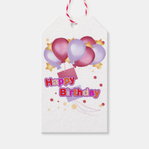 Pink Balloon Birthday Card for Girls – Cute and Jo Gift Tags
