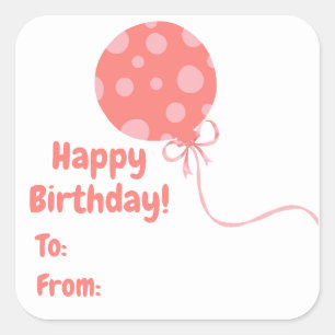 Pink Balloon Birthday Square Sticker