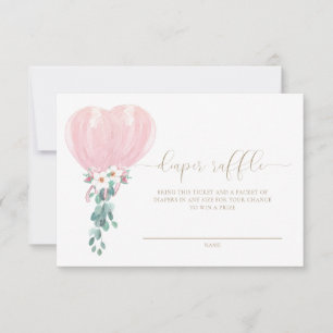 Pink Balloon Diaper Raffle Ticket Card