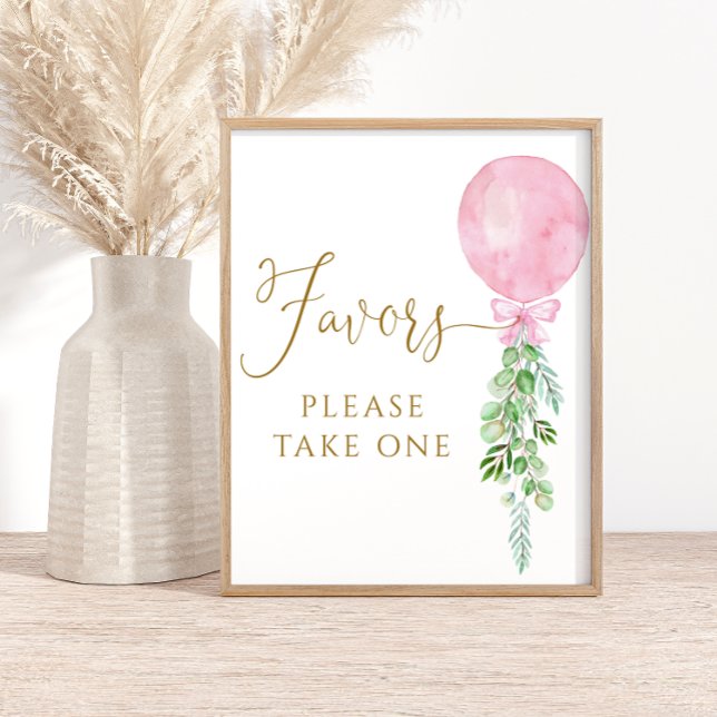 Pink Balloon Eucalyptus Baby Shower Favours  Poster (Creator Uploaded)