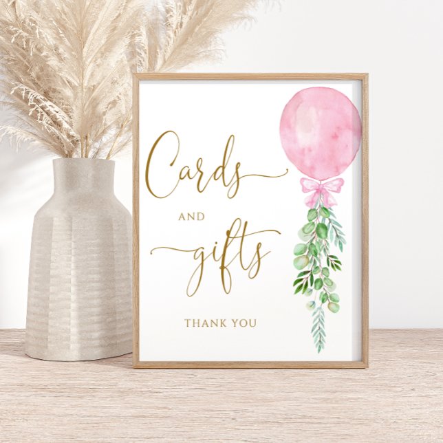 Pink Balloon Eucalyptus Cards and Gift  Poster (Creator Uploaded)