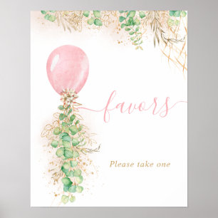 Pink Balloon Eucalyptus Foliage Garland Favours Po Poster