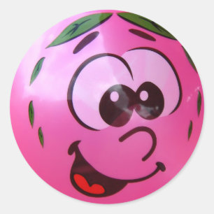 Pink balloon face classic round sticker