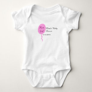 Pink balloon it's a girl baby shower add name date bodysuit