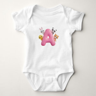 Pink Balloon Letter A Baby Bodysuit – Cute Forest 