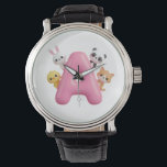 Pink Balloon Letter A Forest Animals eWatch Band Watch<br><div class="desc">Give your eWatch a magical and personalized touch! This cute watch band features a glossy 3D pink balloon Letter A surrounded by adorable forest animals—a panda, bunny, chick, and kitten. Made from comfortable and durable materials, it’s perfect for everyday wear. A stylish and unique gift for girls who love animals...</div>