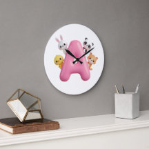 Pink Balloon Letter A Forest Animals Kids 