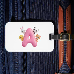 Pink Balloon Letter A Luggage Tag – Forest Animal 