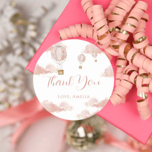 Pink Balloon Magic Gold Glitter Birthday Girl Classic Round Sticker