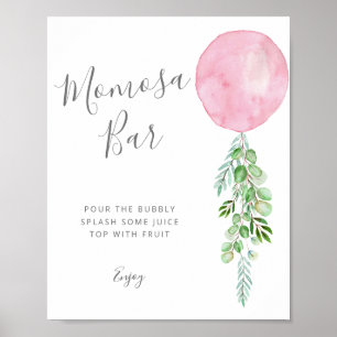 Pink Balloon Mimosa Bar Baby Shower Game Poster