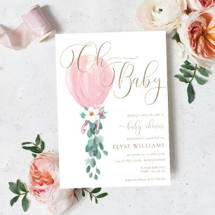 Pink Balloon Oh Baby Baby Shower Invitation