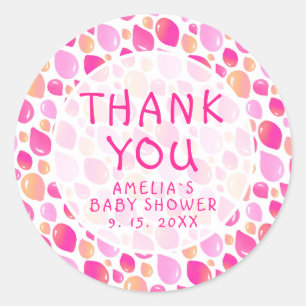 Pink Balloon Pattern Baby Girl Baby Shower Classic Round Sticker