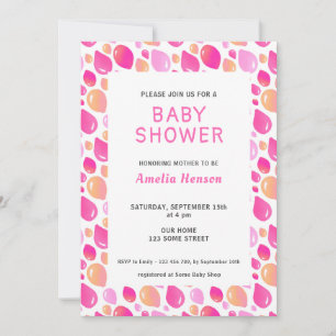 Pink Balloon Pattern Baby Girl Baby Shower Invitation