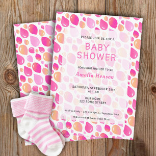 Pink Balloon Pattern Baby Girl Baby Shower Invitation