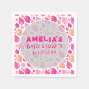Pink Balloon Pattern Baby Girl Baby Shower Napkin
