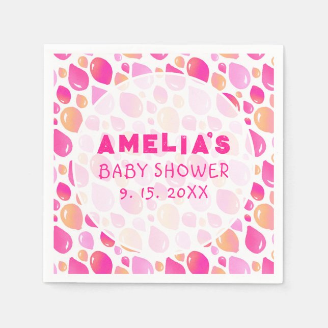 Pink Balloon Pattern Baby Girl Baby Shower Napkin (Front)