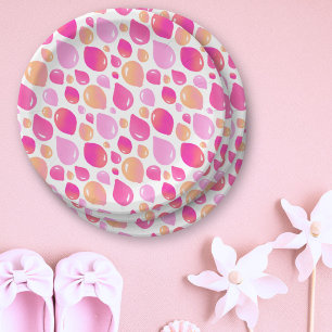 Pink Balloon Pattern Baby Girl Baby Shower Paper Plate