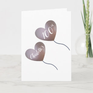 pink balloon personalised 100th birthday card