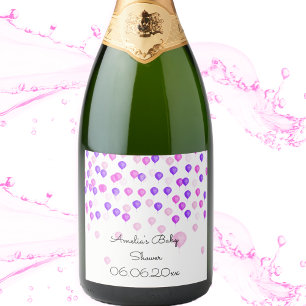 Pink Balloon Personalised Baby Shower Sparkling Wine Label