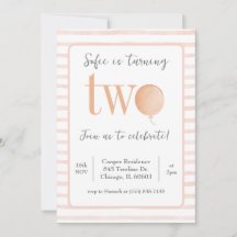 Pink Balloon Second Birthday Invitation
