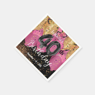 Pink Balloons and Glitter 40th Birthday Napkin