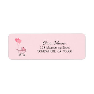 Pink Balloons and Stroller Return Address Label