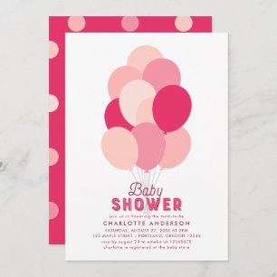 Pink Balloons Baby Shower Invitation