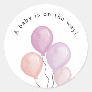 Pink Balloons Baby Shower Round Sticker
