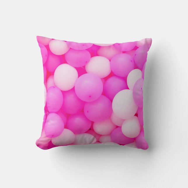 Pink Balloons Festive Background Design. Cushion (Front)