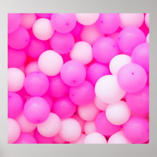 Pink Balloons Festive Background Design. Poster
