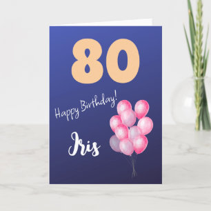 PINK BALLOONS HAPPY 80TH BIRTHDAY CARD