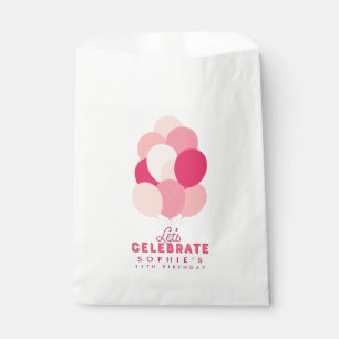 Pink Balloons Let's Celebrate Any Age Birthday Favour Bag