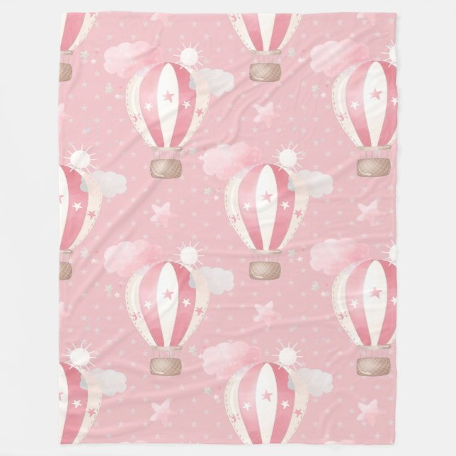 Pink Balloons Pattern Fleece Blanket (Front)