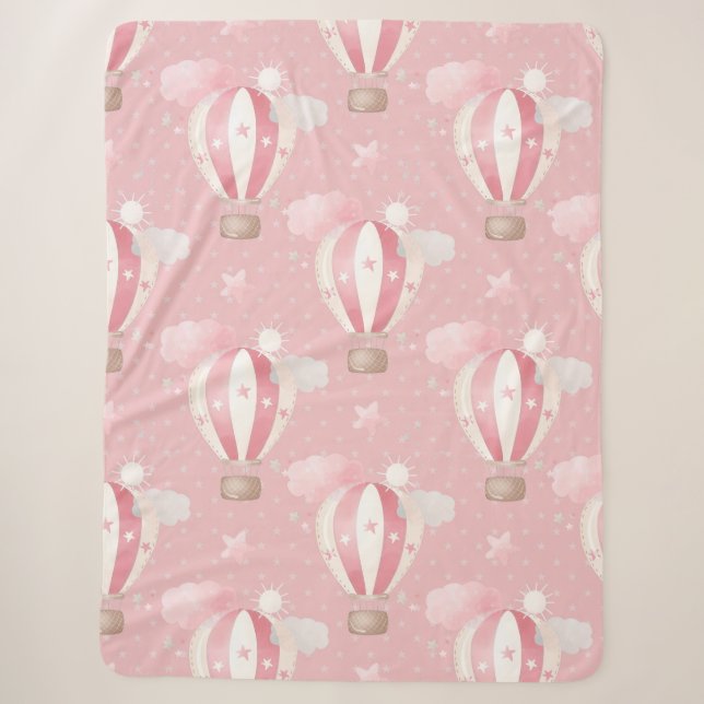 Pink Balloons Pattern Sherpa Blanket (Front)