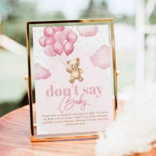 Pink Balloons teddy bear Don't say baby game Poster