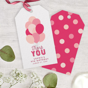 Pink Balloons Thank You Gift Tags