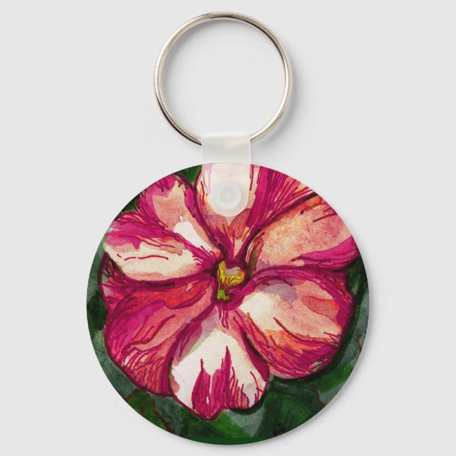Pink Balsam Flower Key Ring (Front)