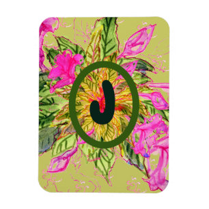 Pink Balsam Flowers Bouquet & Letter  Magnet
