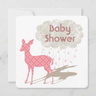 Pink Bambi Baby Shower Inviation Invitation